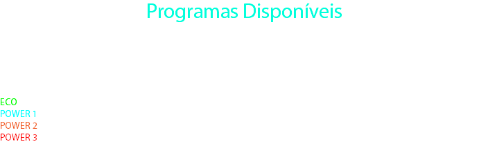 Programas Disponíveis Power Booster dispõe de 06 programas de aceleração para você escolher qual o melhor para o seu estilo de condução. NO - O modo normal é a configuração padrão do seu carro ECO - Se você busca economia o modo ECO é o mais indicado POWER 1 - Aumenta a sensibilidade do acelerador, você já vai começar a sentir diferença em relação ao modo Normal POWER 2 - Ganhe respostas mais rápidas nas suas arrancadas e ultrapassagens POWER 3 - Libere todo o potencial do seu motor em todas as faixas de rotações